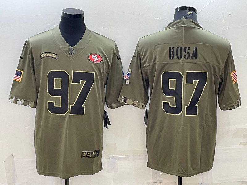 Men's San Francisco 49ers Nick Bosa #97 Olive 2022 Salute To Service Retired Limited Jersey
